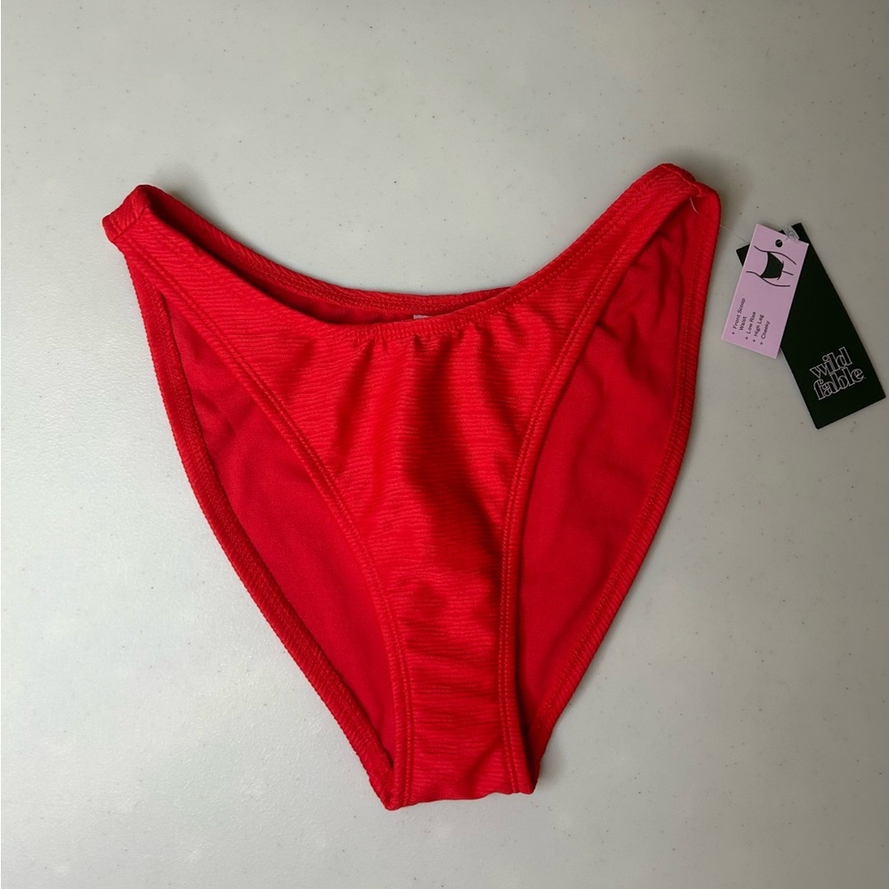 4/$25 Wild‎ Fable Textured Cheeky Bikini Bottom Red Size XS NWT